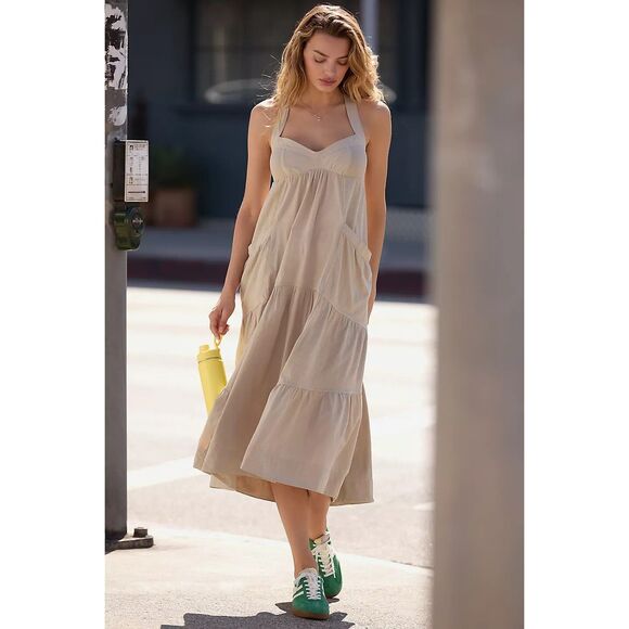 Daily Practice By Anthropologie Top Tier Utility Sweetheart Midi Dress S 280518 - Picture 1 of 12